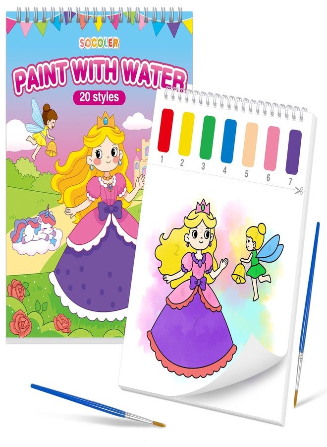 SOCOLER Paint with Water Coloring Books for Toddlers,Mess Free Watercolor Painting Papers for Kids Water Color Paint Kit Art Craft Birthday Gift for Ages 1-3, 4-8(Princess and Party) - Image 1